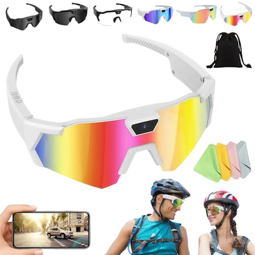Glasses 4K baseboll solglasögon med kamera, 2026 nya smarta kameraglasögon, utomhus sport HD-inspelningsvideo, liten actionkamera, cykelsport actionsolglasögon för män och kvinnor (F (utan TF-kort))