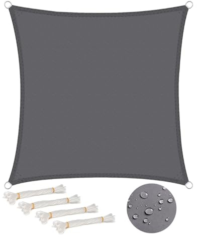 WOLTU Voile d'ombrage carré 2x2 m Imperméable Anti 93% UV résistant à l'eau Protection Contre Le Vent Polyester avec Protection UV pour Jardin terrasse Camping Gris