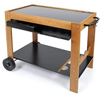 en Stock Chariot Bois sur Roulette pour PLANCHA Barbecue GAZ