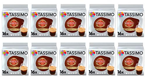 TASSIMO Marcilla Espresso Café es Cápsulas - Paquete de 10 (160 bebidas)