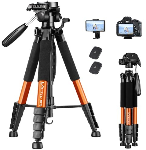 Victiv Tripod 74-Camera-Tripod for Cell Phone, Aluminum Professional Heavy Duty Camera Tripod Stand, Tripod for Camera DSLR SLR with Carry Bag, Compatible with Canon Nikon iPhone