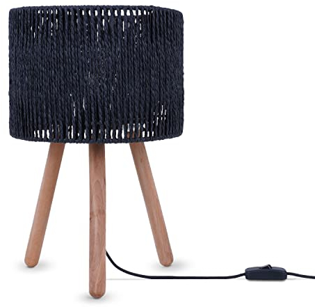 Paco Home Lampada Da Tavolo Lampada Da Comodino Lampada Da Lettura Paralume Cesto Deco Boho E27, Tipo di lampada:Tipo 4, Colore:Nero