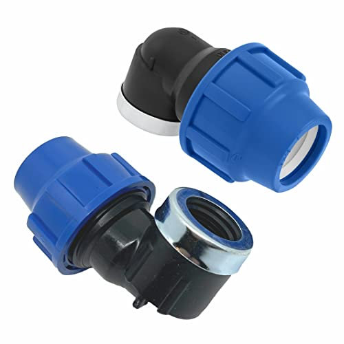 Codo de Compresión para Tubería de Polietileno 20 mm x 3/4 Hembra de 90 grados - 2 piezas - Accesorios de PP MDPE PN16 - Conectores de Aqua para Tuberías de Polietileno PE80, PE100 – SmartProduct