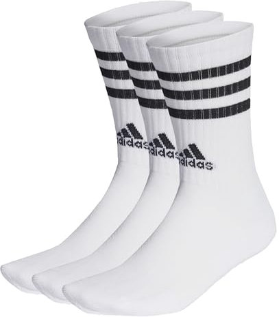 adidas 3-stripes Cushioned Crew Socks 3 Pairs, Calzini Unisex - Bambini e ragazzi, White/Black, M (Pacco da 3)