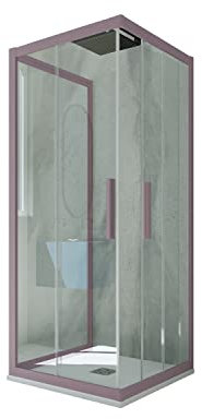 Mampara de ducha 3 lados deslizante 70x90x70 CM de PVC Lavanda H 200 Vidrio Transparente mod. Kolors Trio