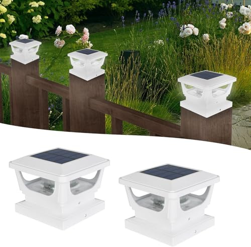 GEYUEYA Home Solar Post Cap Lights Outdoor,IP65 Waterproof Solar Fence Lights Fence Post Lights for 3x3 4x4 inch Wooden Posts Deck Patio Garden Yard Decoration-2 Pack