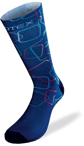 BIOTEX Calza Smart Quadri Unisex per Ciclismo e Running, Calzino Estivo Stampato e Colorato, Intimo Tecnico Sportivo, Blu, L
