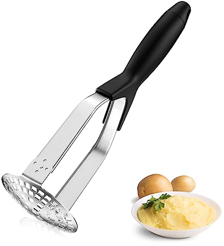 Fousenuk Schiacciapatate Acciaio Inox, Professionale Schiaccia Patate con Manico Ergonomico, Gadget da Cucina Manuale, Pieghevole Potato Masher per Purea di Patate, Marmellata, Verdura, Frutta