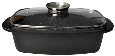 Universalbräter 6 L Aluguss Bräter mit Deckel Antihaftbeschichtung Schmortopf Induktionsgeeignet Schmorpfanne Gänsebräter Bratentopf Entenbräter