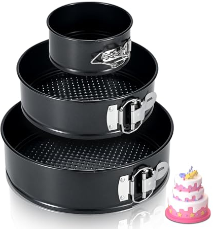 Set di teglie antiaderenti per cheesecake da 10 cm+18 cm+23 cm Stampo rotondo Moule a Gateau con fondo rimovibile a sgancio rapido Progettato per evitare fuoriuscite, ideale per torte di compleanno