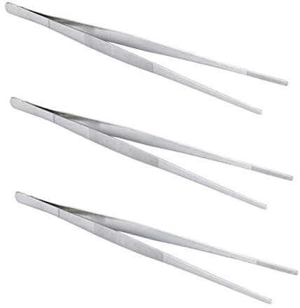 Mikinona 3pcs Stainless Steel Food Tongs, 30cm Mirror Polished Rust-Proof Kitchen Gadget for Fruit Salad, Noodles, Dessert Shops and Cafes