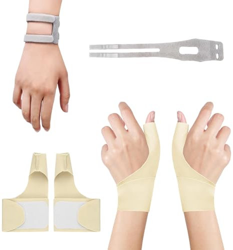 Zonoori 1 Paar Daumenbandage Links Rechts mit Handgelenkbandage Set, Elastische Daumensattelgelenk Bandage(Beige)