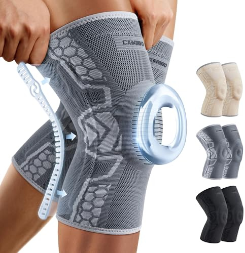 CAMBIVO Kniebandage Männer Damen 2 Stück, Komprimierte Kniebandage mit Patella Gel Pads & Feder Seitenstabilisatoren, Kniebandage Arthrose für Laufen, Meniskusriss, Arthritis, Gelenkschmerzlinderung