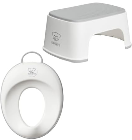 Babybjörn Toilettensitz, Weiß/Grau + Tritthocker, Weiß/Grau