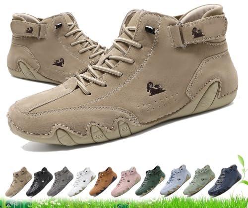 Vogldeck Herr Dam Vattentäta Andningsbara Ortopediska Skor - Utomhus Handgjorda Barfota Vandring Beck Skor Lätta Casual Chukka Stövlar for Vandring, Arbete & Vardagsbruk(Khaki,37 EU)