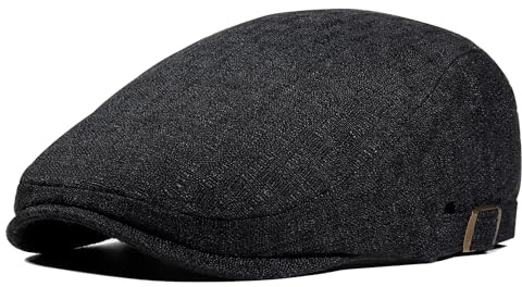 Gisdanchz Boinas Hombre Verano Lino Sintético Ajustable Boina Hombre Mujer Ligera Unisex Gorras Plana Sombrero Beret Gorro Verano Transpirable, Negro Talla Única