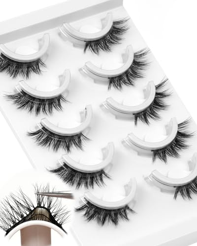 Obeyalash Half Ciglia Autoadesive Lunga Durata Ciglissime Press E Go Ciglia Finte Press And Go Self Adhesive Lashes No Glue Needed Cat Eye Glueless Easy Eyelashes for Beginners (6D49)