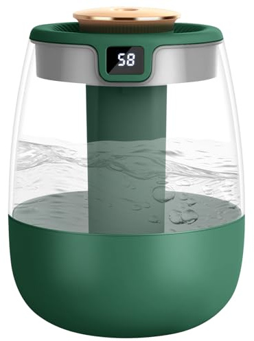 Adiwo Humidificateur d'Air, 1.8L Humidificateur d'Air Chambre avec Affichage Intelligent de l'humidité, Ultra-silencieux 20dB, 20H d'Autonomie, Mini Humidificateur Plante avec Lumière LED, Arrêt Auto