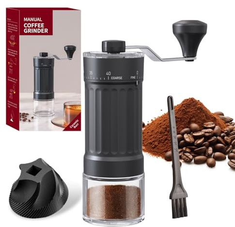 Molinillo de café manual, molinillo de café manual con 40 ajustes ajustables, molinillo de café manual ajustable con alta precisión, molinillo de café portátil con capacidad de 30 g para Aeropress