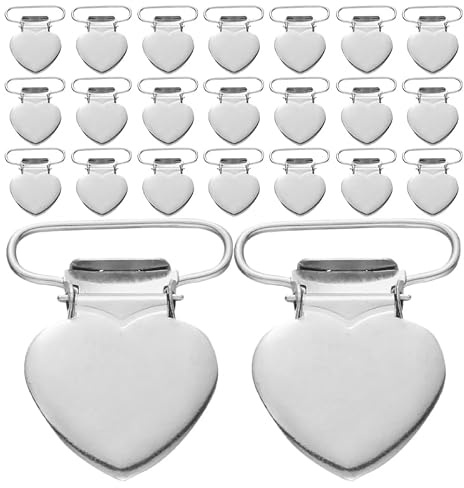 jojofuny Lot de 40 clips de bretelles en métal pour salopette, clips de rechange sans couture, clips de cordon de serrage, clips de bavoir, clips de bec de canard, pinces à bretelles élastiques