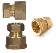 Aigher Brass Compression Adaptor, 15 mm x 3/4 Female Iron Straight, Pack of 3