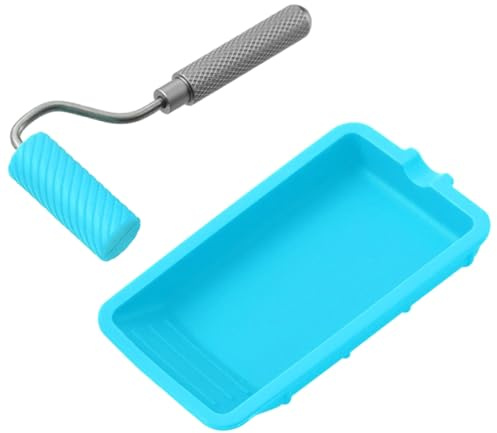 Juego de rodillos de pegamento aplicador de pegamento de silicona para carpintería con bandeja para manualidades, carpintería, kit de pintura profesional azul cielo, aplicador de madera