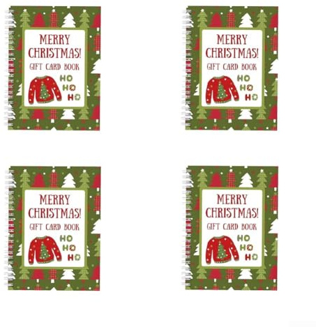 Livre de cartes personnalisé pour les fêtes avec reliure en spirale et couverture rigide durable pour conserver et afficher des cartes saisonnières (4 pièces)