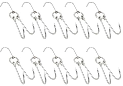 Amosfun 10 Ganci per Appendere Carne in Acciaio Inox 23 Cm, Ganci Robusti per Barbecue e Griglia, Set da 10 Pezzi per Pollame, Anatra e Salsicce, Utensili per Lavorazione e Conservazione
