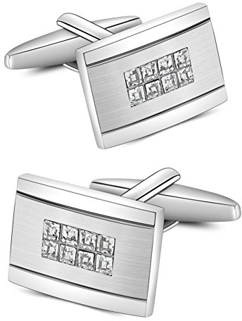 Mr.Van Gemelli da Uomo con Cristallo Argento per Camicia Commercio Cufflinks