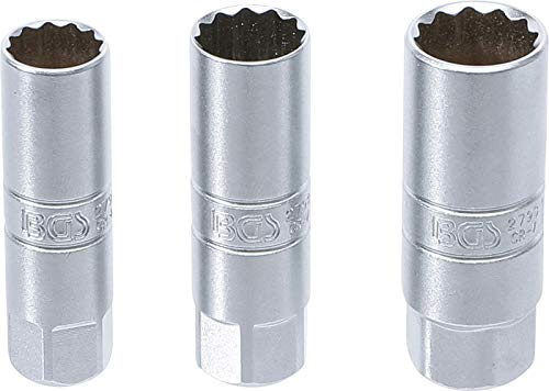 BGS 6858 | Zündkerzen-Einsatz-Satz Zwölfkant | 3-tlg. | 10 mm (3/8) | SW 14 - 16 - 18 mm | Zündkerzenschlüssel