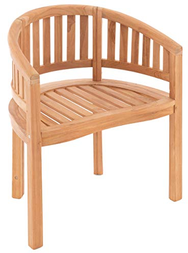 DIVERO Bananenstuhl Sarasota geschwungen aus Teak Holz, behandelt – Reine Handarbeit – Farbe: Natur-Braun