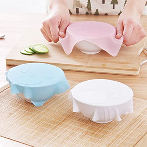 lamphle Coperchi elasticizzati in silicone copertura ciotola riutilizzabile pellicola elastica in silicone per alimenti coperchio per la casa per congelatore e microonde rosa