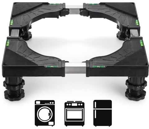 Hacaroa Mini Fridge Stand with 4 Strong Feet, Universal Washer and Dryer Pedestals Adjustable Refrigerator Stand, Multi-functional Washing Machine Base for Small Appliance, Black