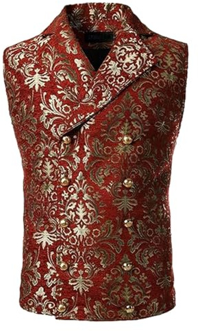 Herren Anzugweste Einstecktuch Taschentuch Jacquard Weste Viktorianischen Doppelreiher Weste Anzugweste Business Anzug Weste Formal Seidenweste Gilet Herrenbekleidung Ärmellose für Hochzeit Groomsmen