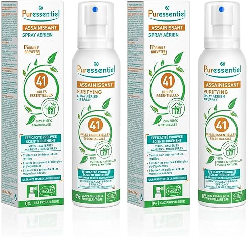 Puressentiel - Spray Aérien Assainissant aux 41 Huiles Essentielles - Efficacité prouvée contre les virus, germes et bactéries - 200ml (Lot de 2)