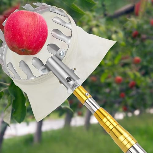 Cueille Fruit Telescopique 2m/4m/5m/6m/7m Amovible Cueille Fruits avec Sac, Ramasse Fruit avec Perche Telescopique pour La Récolte de Pêches, Pommes, Agrumes (Size : 7m(22.9ft))