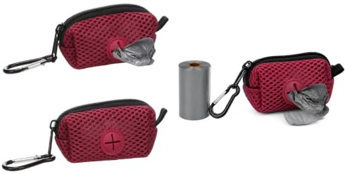 Kotbeutelspender - Misha Bordeaux - Polyester & Mesh - Reißverschluss - Karabinerhaken - 1 Rolle inklusive - Flamingo