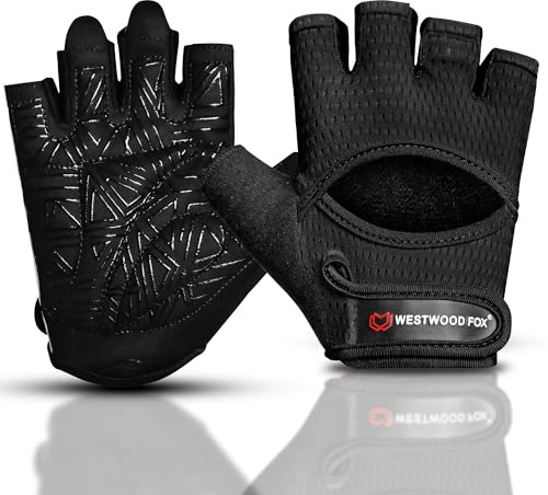WESTWOOD FOX Fitness-Handschuhe für Damen und Herren, belüftete Handschuhe für Gewichtheben, Fitness, Radfahren und Training, mit dicker Polsterung, vollständiger Handflächenschutz, rutschfester Griff
