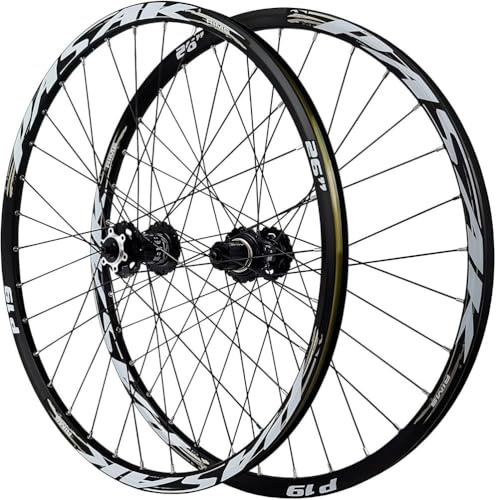 KUNYOS Mountainbike Laufradsatz 26/27,5/29Zoll Hohlkammerfelgen Schnellspanner Laufräder 32H Scheibenbremse Vorder- Und Hinterradnabe Für 7-12 Fach Kassette,Grau,26inch