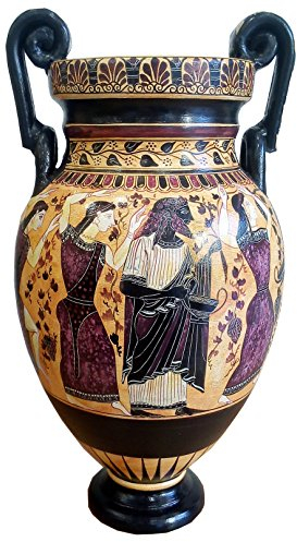 Estia Creations Dionysus Feast - Jarrón de ánfora griega antigua - Réplica del museo - Dios del vino