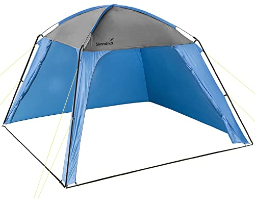 Skandika Pavillon Inari 300 | Camping Wohnzelt mit integrierten Seitenwänden, 3 x 3 m, Stehhöhe 2,1 m | Vorzelt, Duschzelt, Gartenzelt, Windschutz (blau)