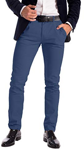 Pantalon chino extensible pour homme Coupe ajustée Coton Spandex, bleu vintage, 30 W/32 L