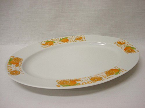 BANDEJA FUENTE SERVIR OVALADA PEQUEÑA PORCELANA NARANJAS