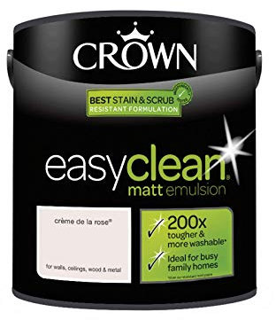 2.5L CROWN Easy Clean MATT Emulsion Multi Surface Paint That can be Used on Walls, Ceilings, Wood and Metal. Stain & Scrub Resistant Formula – Creme De La Rose