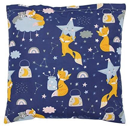TupTam Kinder Kissenhülle Kissenbezug Dekorativ Gemustert Kinderzimmer, Farbe: Füchse Sternbild/Dunkelblau, Größe: 40 x 40 cm