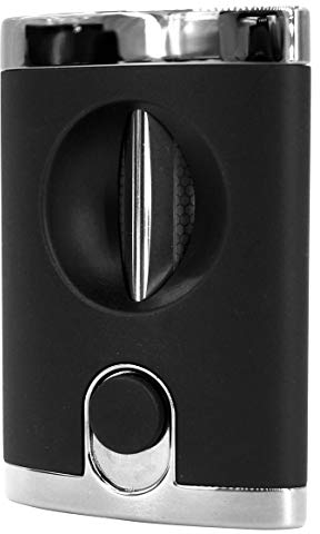 GERMANUS Zigarren V-Cutter Ernst Premium Kerbschneider mit V-Cut, Schwarz Silber