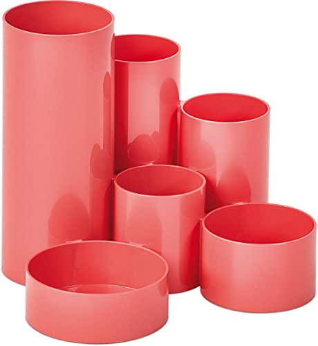 MAUL Stiftehalter MAULtubo Ø15x12,5 cm | Schreibtisch Organizer mit 6 Köchern | Büro Organizer für Stifte, Kugelschreiber, Pinsel und Schere | Stilvoller Stifte Organizer | Touch of Rose