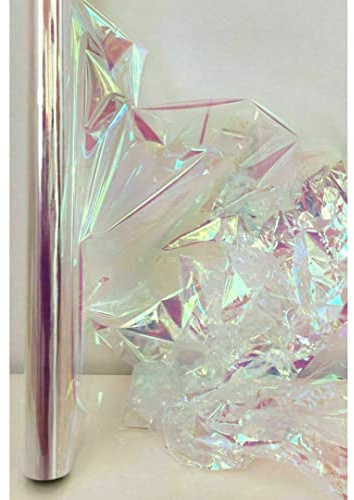 Clear Iridescent Cellophane Wrapping Gift Paper Opal Translucent Cello Birthday Hamper Wrap film Fairy Wings See-through Plastic Luxury Covering Tinted Window Present Basket Box Cellulose (1m)