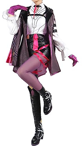UPUPCOS Disfraz de cosplay para mujer y niña, conjunto completo de uniforme morado con accesorios, traje de fiesta de Halloween