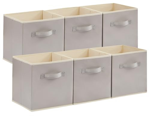 Lifewit 6 Stück Aufbewahrungsbox aus Stoff, Faltbar Aufbewahrungswürfel Kallax Boxen Aufbewahrung aus Vliesstoff mit Griff für Würfelregal Kallax Boxen Regal Einsatz, 30x30x30cm, 27L Hellgrau